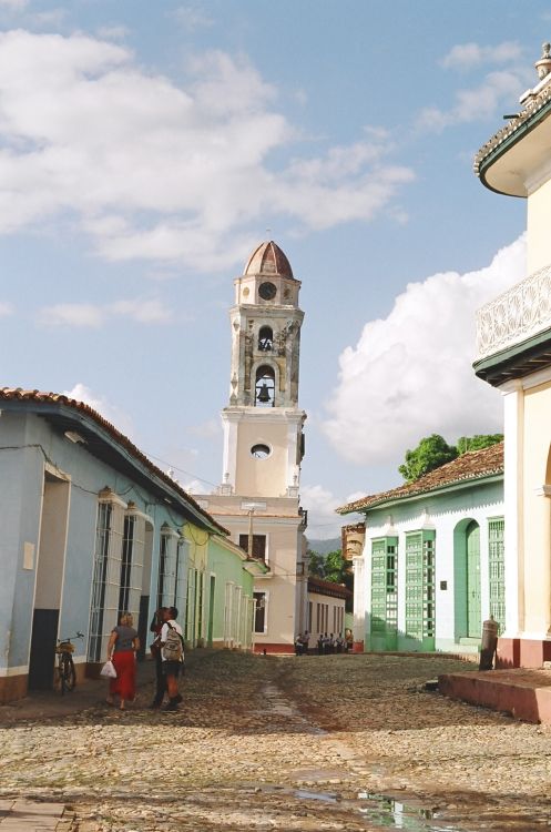 Colorful street in Trinidad center