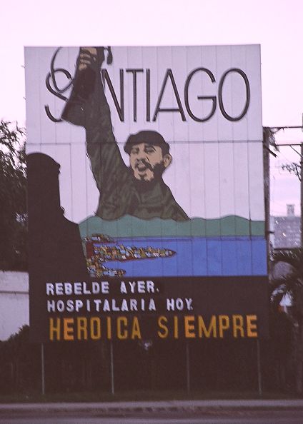 The sign says: Yesterday we rebelled, today we're hospitable, always heroic