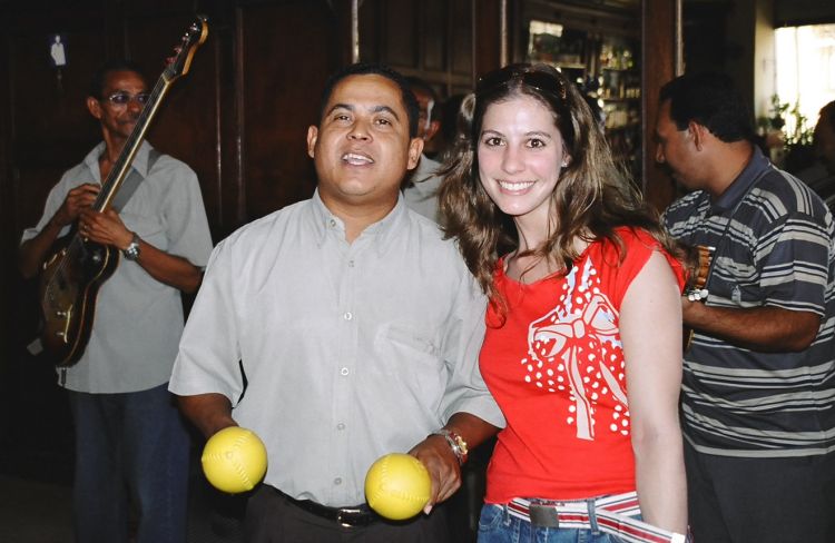 Galia & band-member in a Havana restaurant