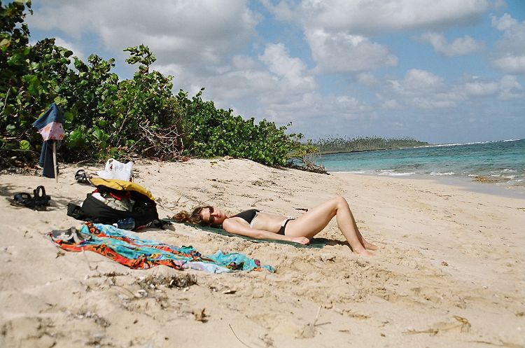 Galia relaxing on Maguana beach, near Baracoa
