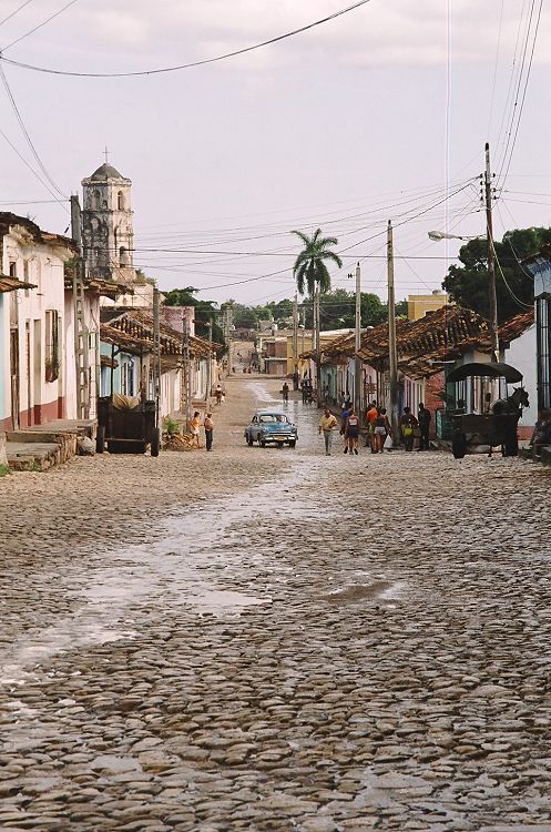 Paved street in Trinidad center; Unesco world heritage site