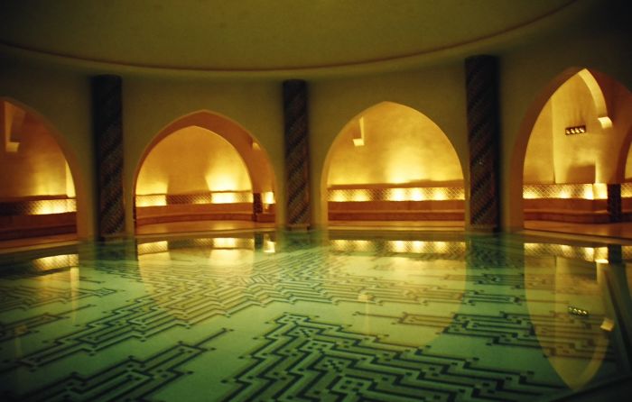 Water pool at Hassan II Mosque, Casablanca